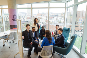 A group of students working as a team